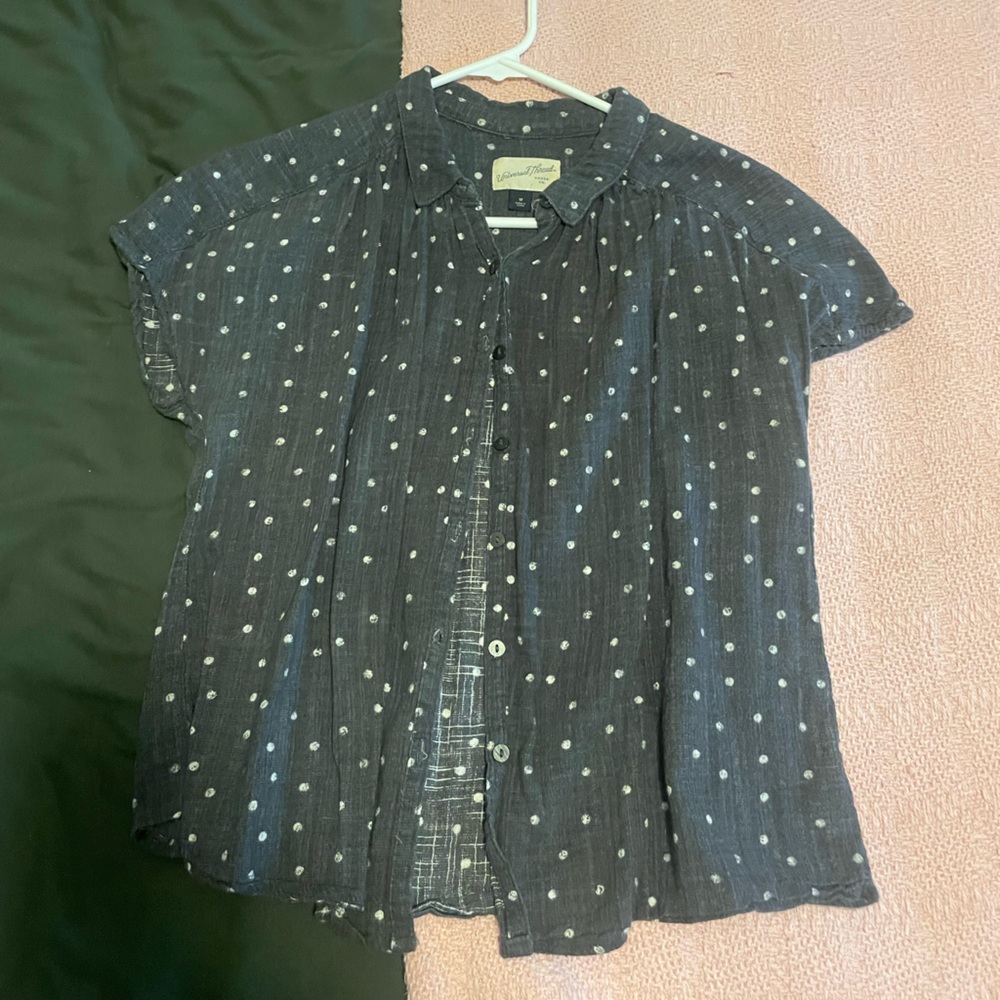 Universal Thread Dark Blue Polka Dot Shirt